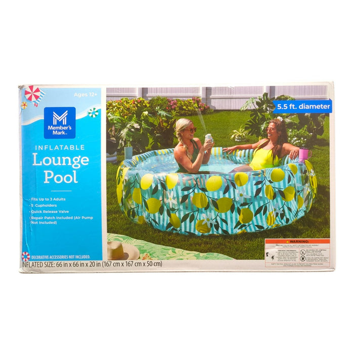 Member's Mark Heavy Gauge PVC Inflatable Lounge Pool, 66in x 20in, Lemon