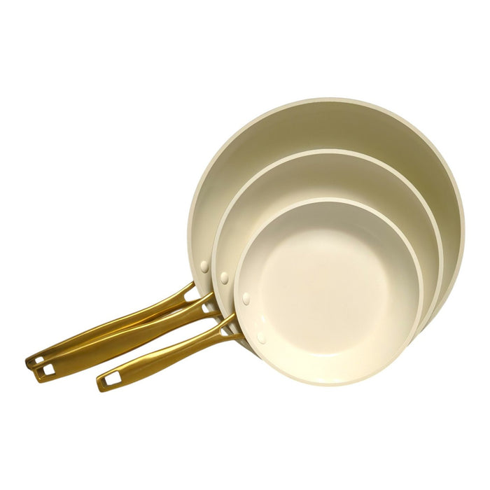 Tramontina Cold Forged 8", 10", and 12" Fry Pans with Ceramic Interior, Cream