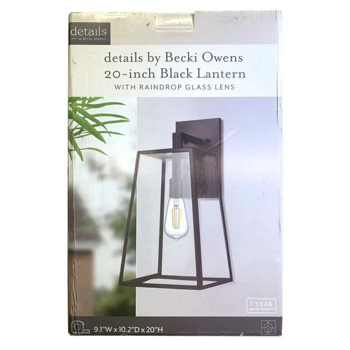 details by Becki Owens 20" Outdoor Wall Lantern with Raindrop Glass - Black