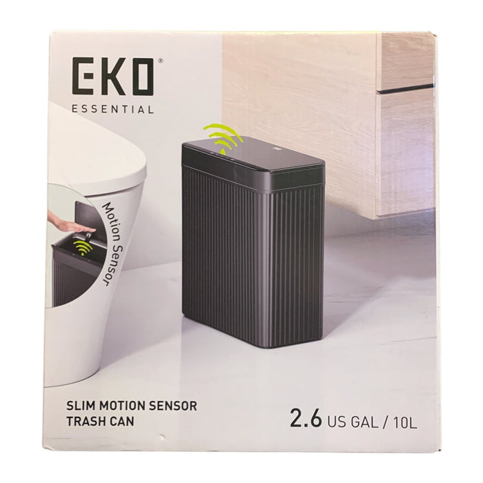 EKO Essentials 2.6 Gal. Slim Motion Sensor Trash Can - Black