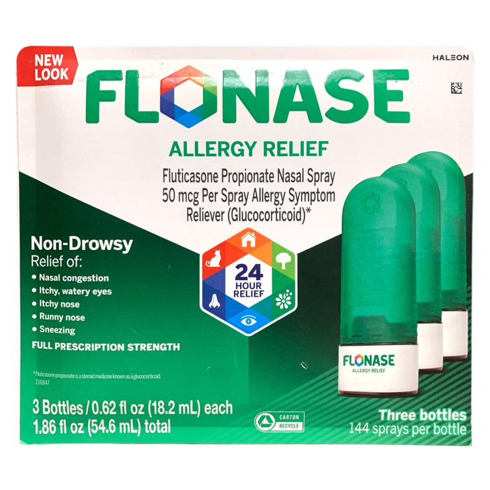 Flonase Fluticasone Propionate Allergy Relief Nasal Spray, 3x1.86 fl oz Bottles