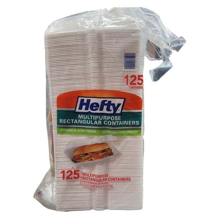 Hefty Food Service Containers Rectangle 9 3/4" x 5" x 3 1/4" 125 count