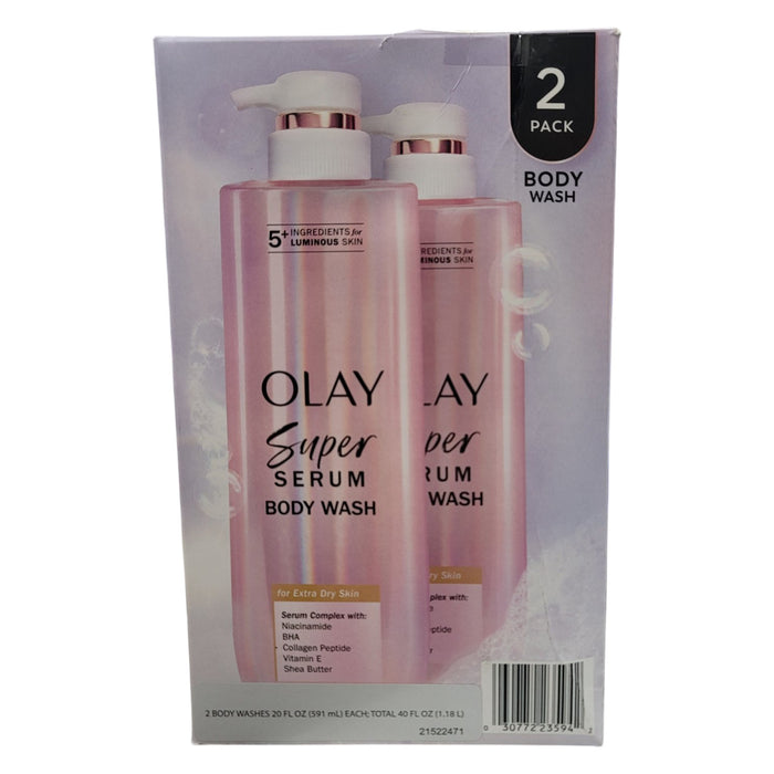 Olay Super Serum Body Wash, 24/7 Hydration for Dry Skin, 20 fl. oz., 2 pack