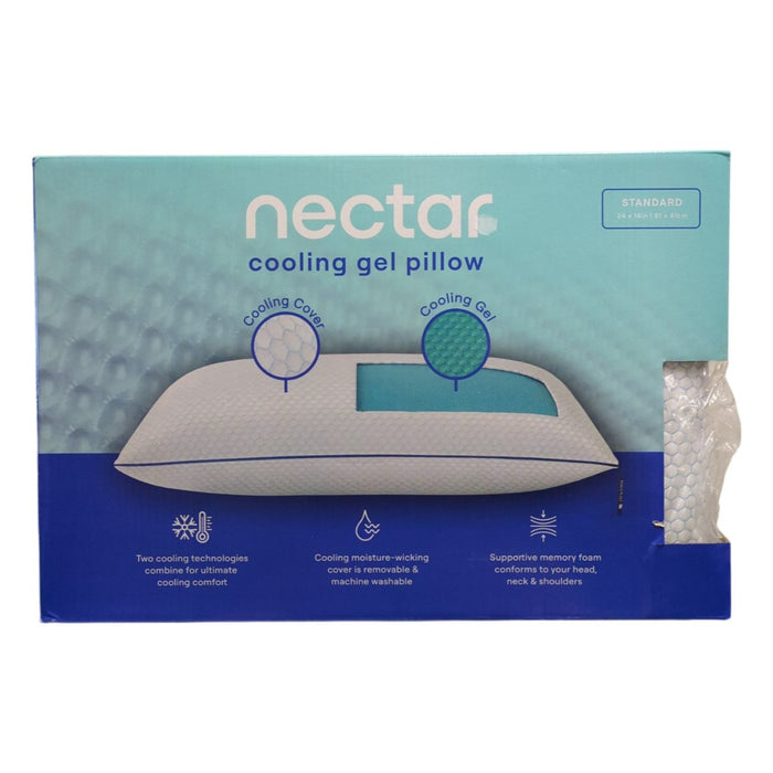 Nectar Memory Foam Bed Pillow with Cooling Gel Bubbles and Cooling Cover, Queen