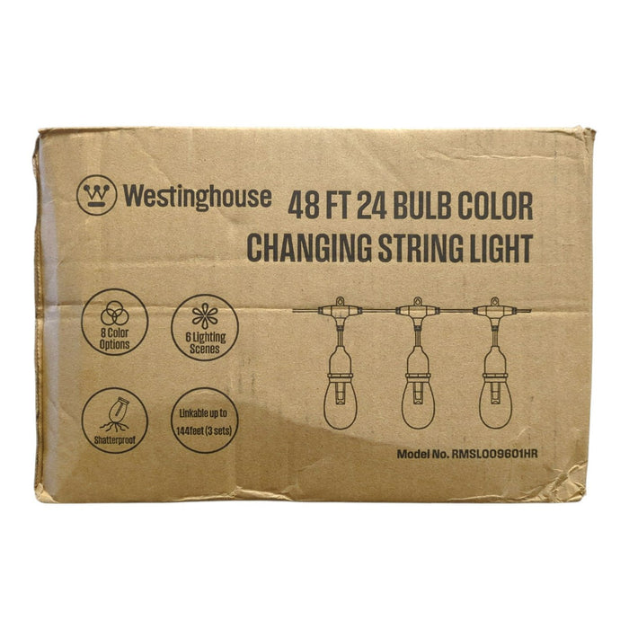 Westinghouse 24 Bulb Color Changing String Light 48 Foot, Black