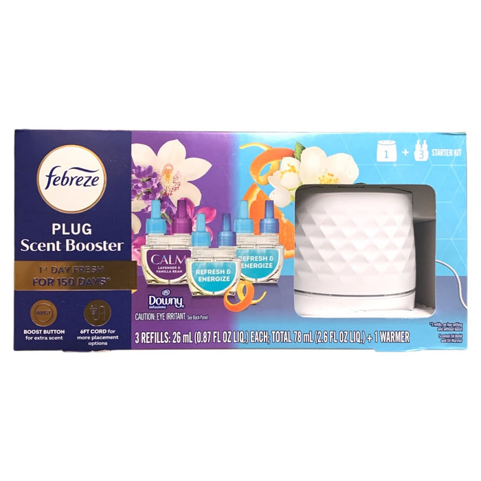 Febreze PLUG Scent Booster Oil Starter Kit, Refresh & Energize + CALM Lavender