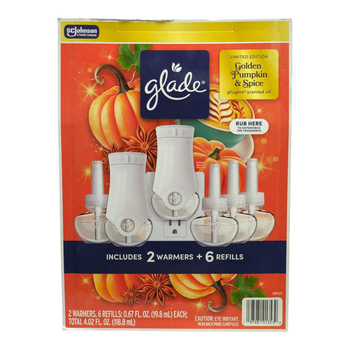 Glade PlugIns Air Freshener, Golden Pumpkin & Spice, 2 Warmers + 6  Refills