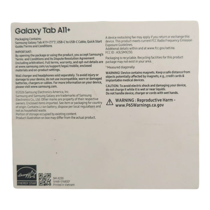 Samsung Galaxy Tab A11+ Widescreen Tablet, 128GB, Gray