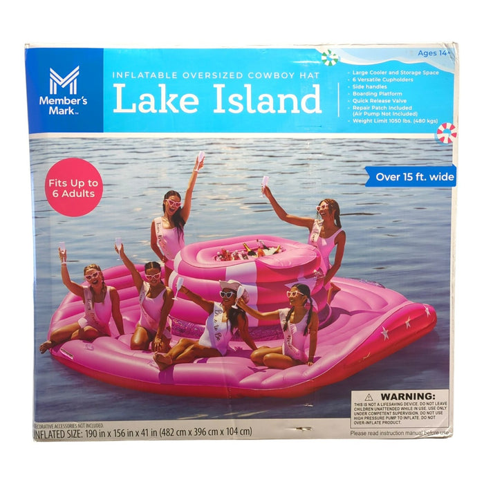 Member's Mark Inflatable Oversized Cowboy Hat Lake Island, Pink