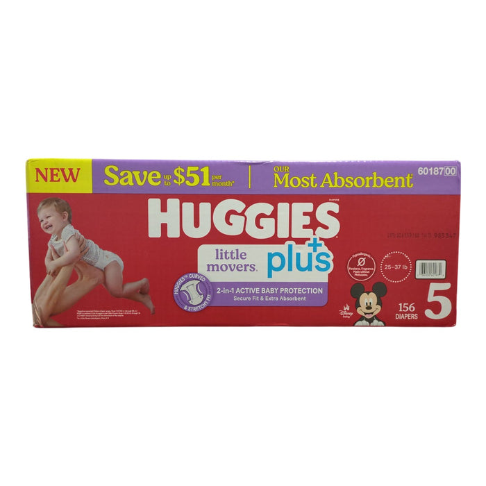 Huggies Little Movers Plus Baby Diapers, Size 5, 156ct