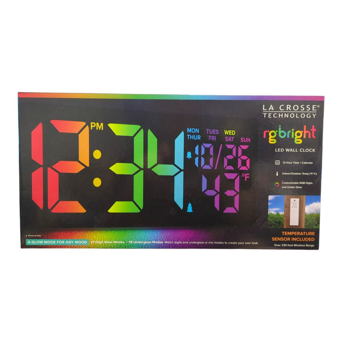 La Crosse Technology LED Wall Clock with Outdoor Temperature & Under Glow