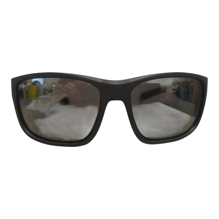 Maui Jim Amberjack Wrap Sunglasses, Matte Black Frame, Grey Lens