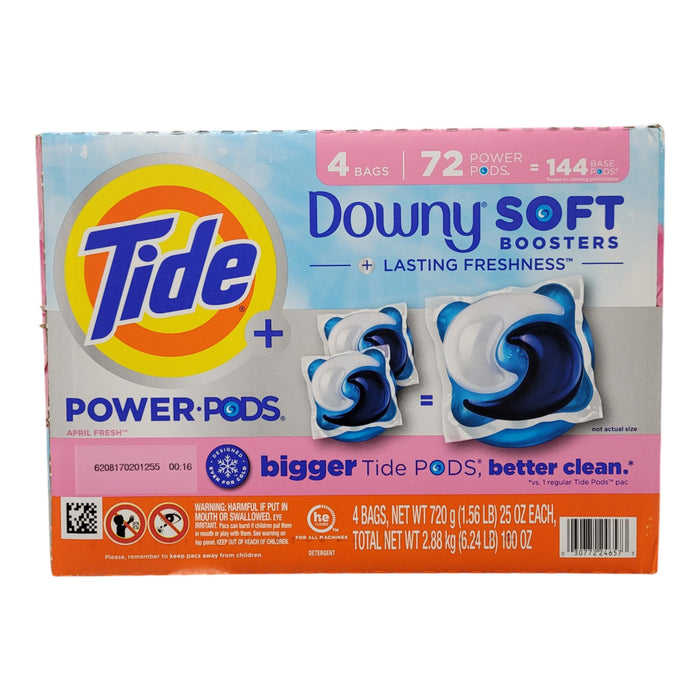 Tide Power PODs Downy Soft Boosters Laundry Detergent Pacs, April Fresh, 72 ct.