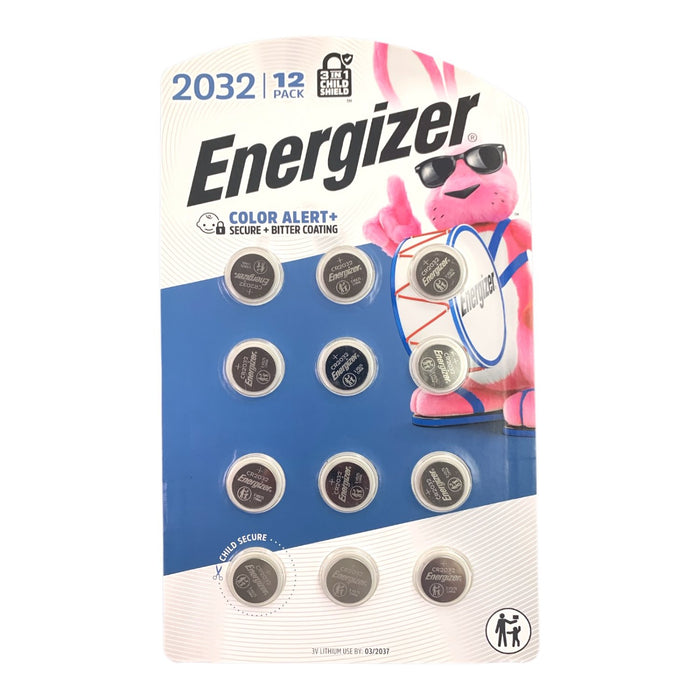 Energizer 2032 3V Lithium Coin Batteries, 12 pk., 3-in-1 Child Shield Protection
