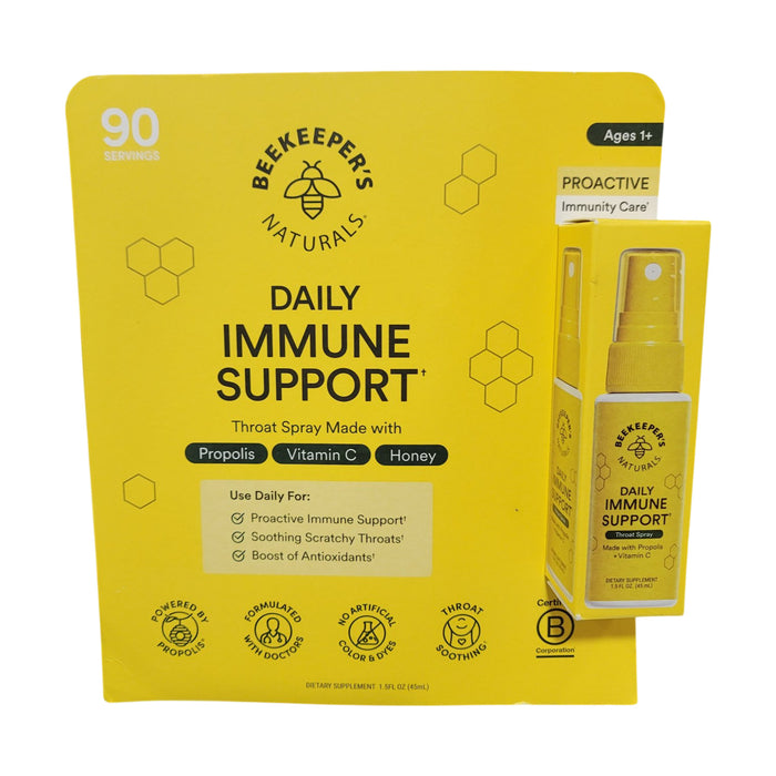 Beekeepers Naturals Daily Throat Spray  with Vitamin C, Propolis, Immune Support