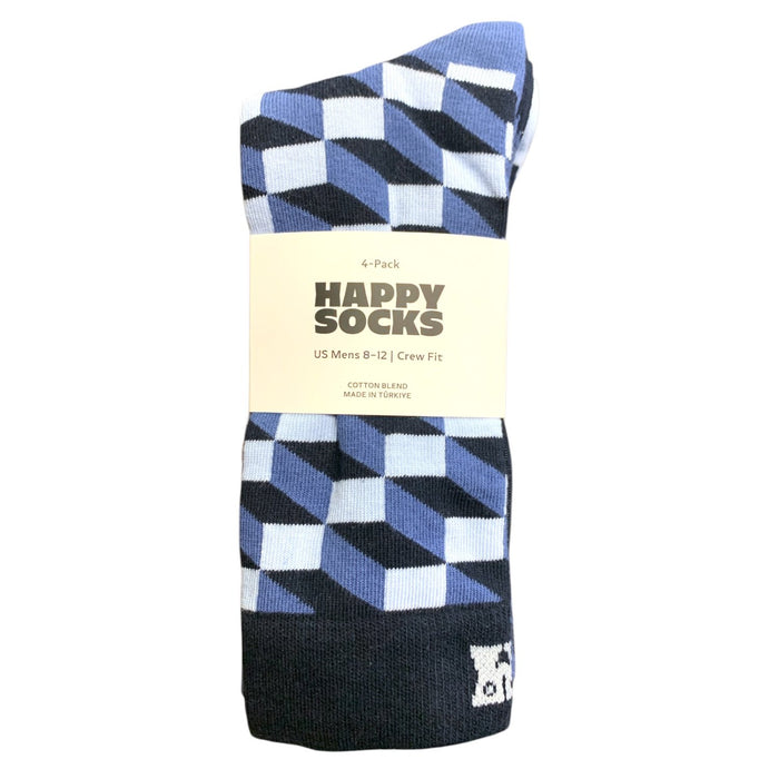 Happy Socks 4-Pack Crew Socks, Cotton Blend, One Size