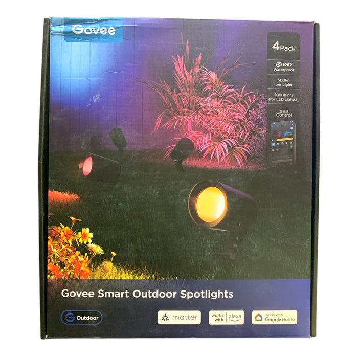 Govee Smart Outdoor Spotlights, 4 Pack, IP67 Waterproof, RGBWIC