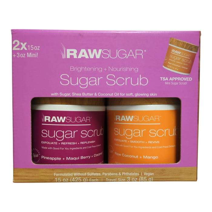 Raw Sugar Vegan & Cruelty-Free Skin Exfoliation Sugar Scrub Set