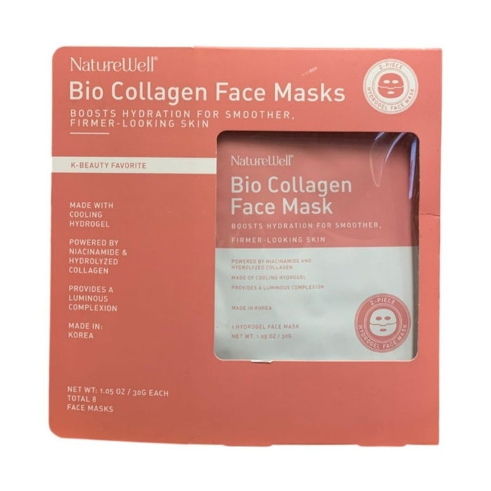 NatureWell Bio Collagen 2-Piece Hydrogel Sheet Face Masks, 8 pk.