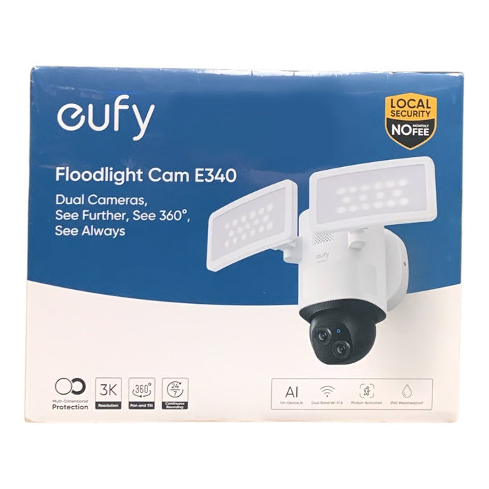 eufy E340 Wired Outdoor 3K Pan-Tilt Floodlight with Dual Cameras