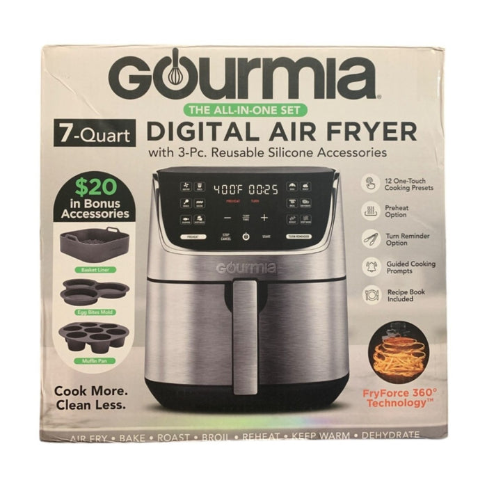 Gourmia 7-Quart Digital Air Fryer with 3-Piece Reusable Silicone Accessories