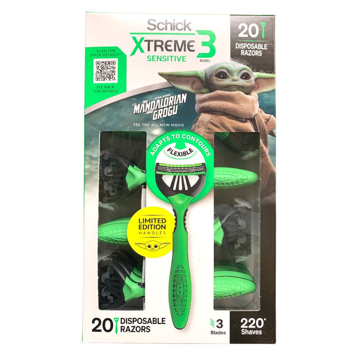 Schick Xtreme3 Disposable Razors for Men, 20 ct., The Mandalorian and Grogu