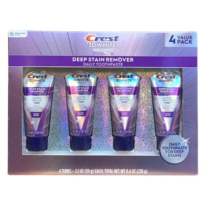 Crest 3D White Deep Stain Remover Whitening Toothpaste, 2.1 oz., 4 pk.