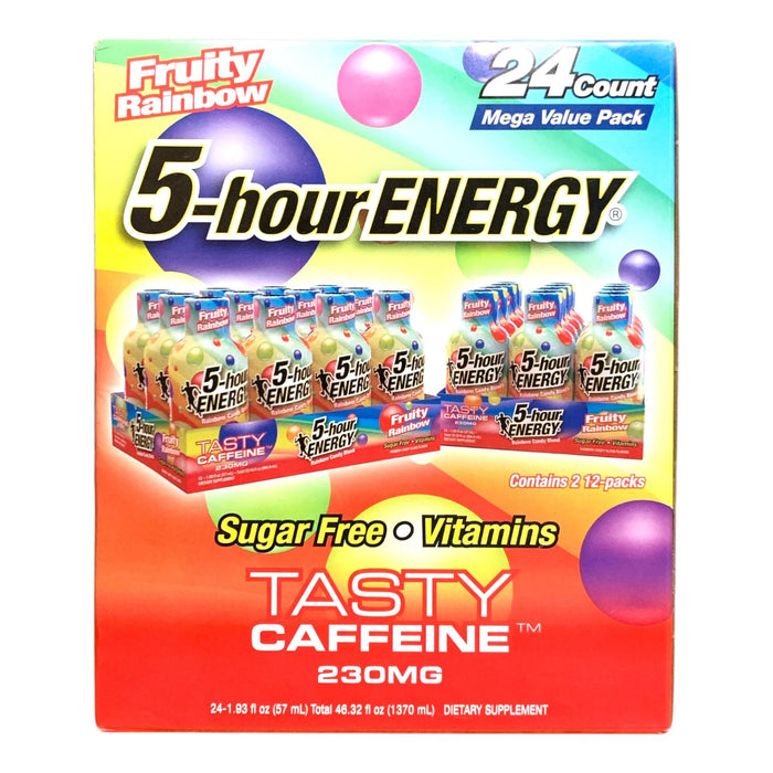 5-hour ENERGY Tasty Caffeine Sugar Free 24 Count Mega Value Pack, Fruity Rainbow