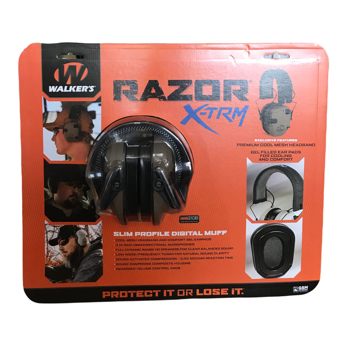 Walker's Razor X-TRM Electronic Low Profile Ear Muffs, NRR 21DB