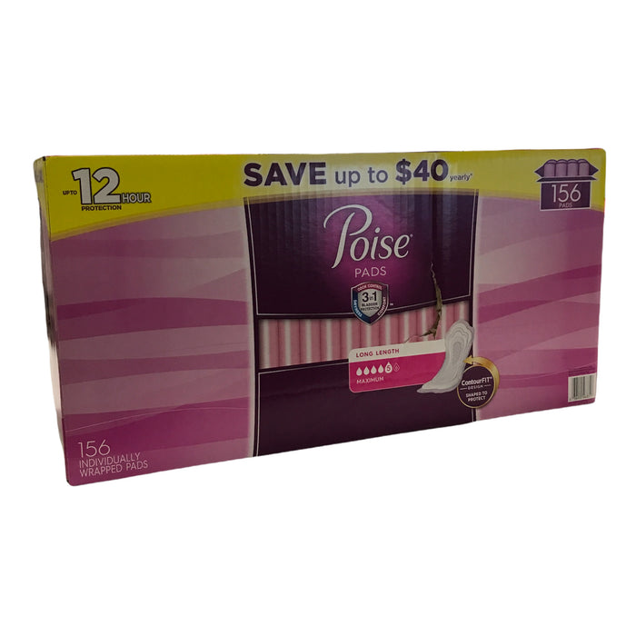 Depend Poise Incontinence Pads, Maximum Absorbency, Womens Long Length, 33591