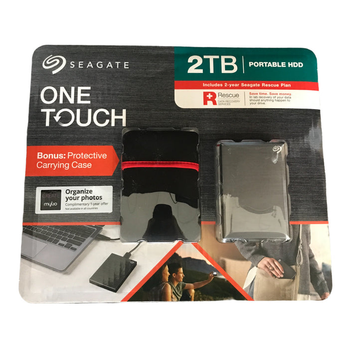 Seagate Rescue Seagate One Touch 2TB External Hard Drive, Black, 2 Year Rescue, 4mo A ...