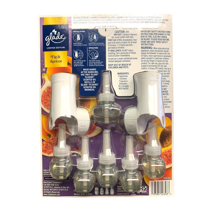 Glade PlugIns Scented Oil, Fig & Apricot, 2 Warmers + 6 Refills