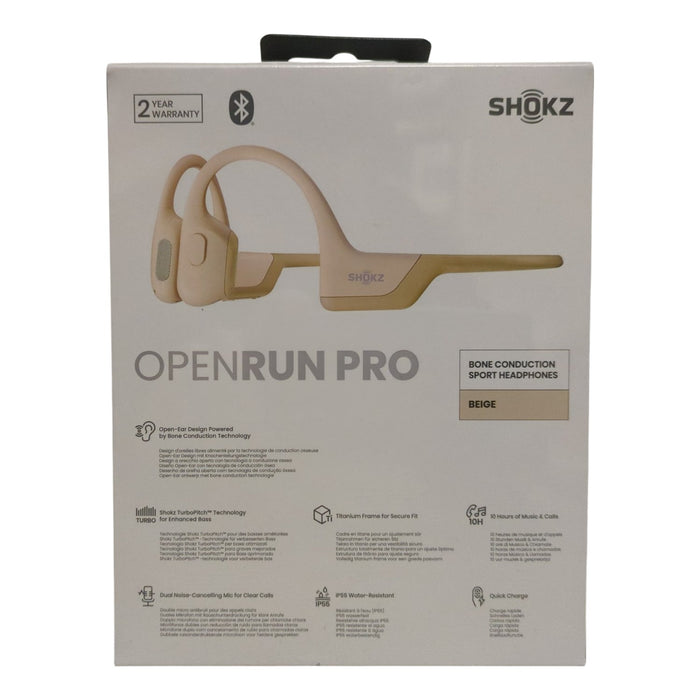 Shokz OpenRun Pro Open-Ear Endurance Bluetooth Bone Conduction Headphones, Beige