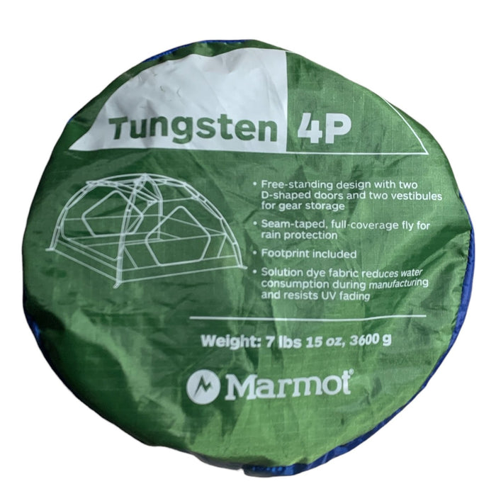 Marmot Tungsten Four Person Camping Tent with Footprint, Foliage/Dark Azure