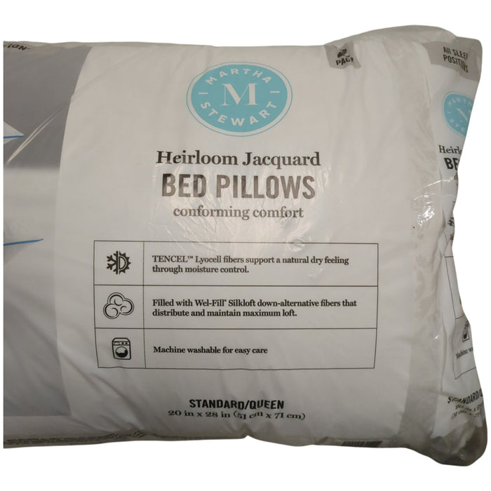 Martha Stewart Heirloom Jacquard Down Alternative Bed Pillows, 2 Pack, Queen