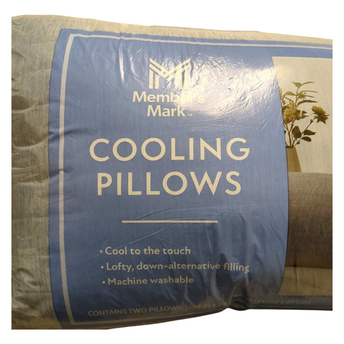 Member's Mark Down Alternative Cooling Touch Bed Pillows, 2 Pack, Blue