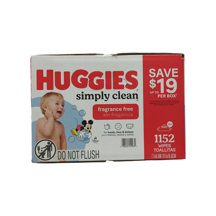 Huggies Simply Clean Unscented Baby Wipes, 18 pk., 1152 Wipes
