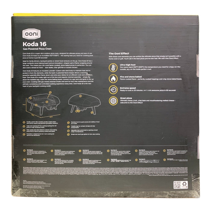 Ooni Koda 16 Propane Gas Pizza Oven, 16" Gas Powered Outdoor Oven, Foundry Black