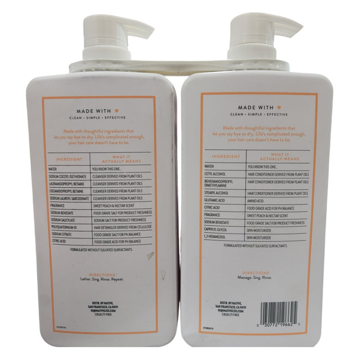 Native Sweet Peach & Nectar Shampoo & Conditioner, 34 Fl. Oz. - Pack Of 2