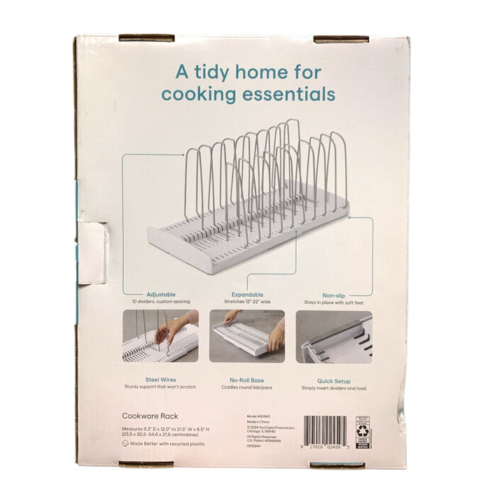 YouCopia StoreMore Expandable Cookware Rack with Tall Steel Wires, 12.5"-22"