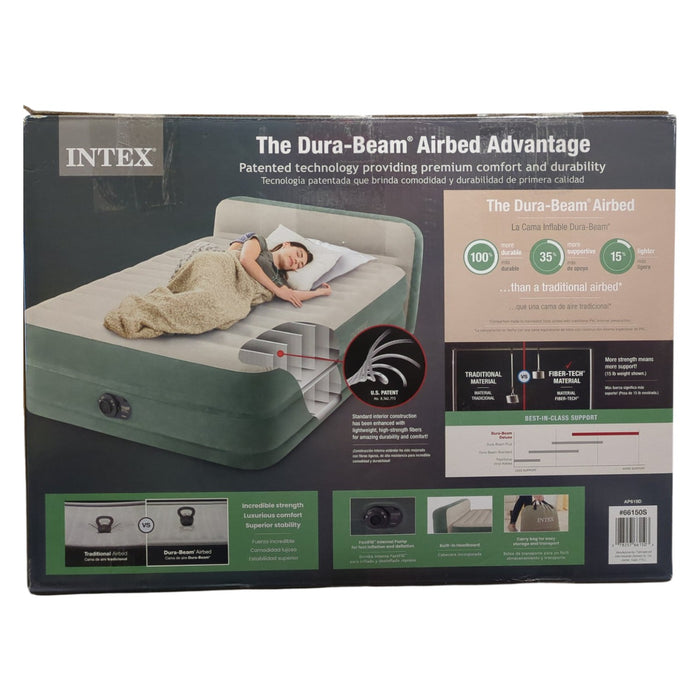 Intex 22" Dura Beam Queen Premium Comfort Air Mattress with Headboard
