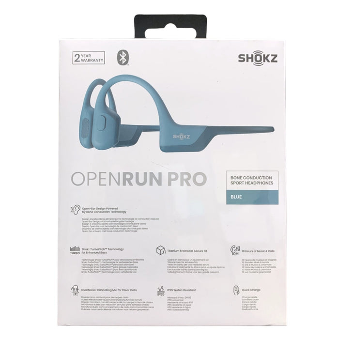 Shokz OpenRun Pro Open-Ear Bone Conduction Bluetooth Sports Headphones, Blue