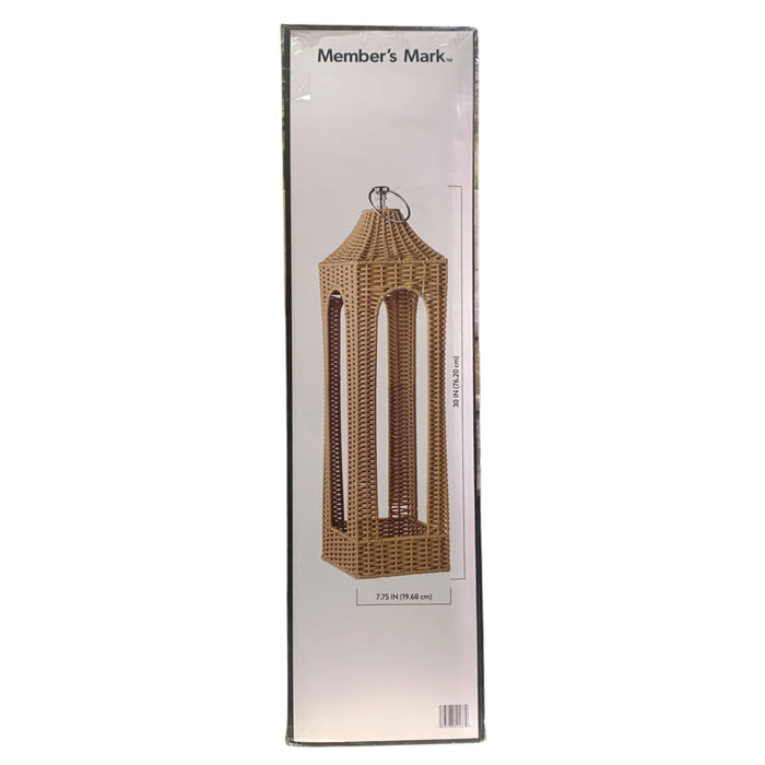 Member's Mark 30-Inch Wicker Lantern, Handwoven Synthetic Wicker for LED Candles