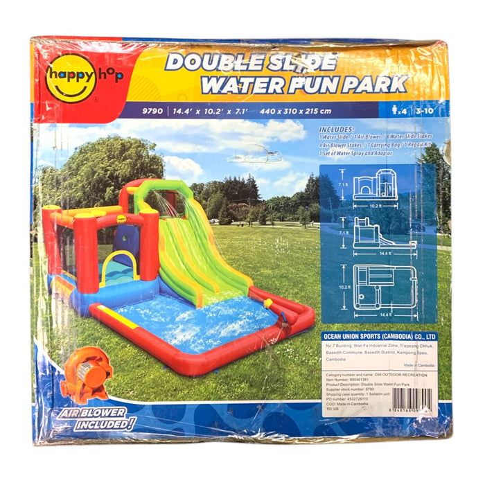 Happy Hop Let's Slide N Splash Inflatable Double Slide Water Fun Park