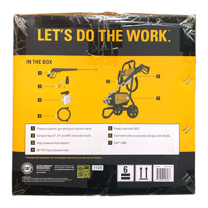 Cat 2200 PSI Electric Pressure Washer - 3 Tips & Turbo Nozzle, 1.2 GPM, 120 V