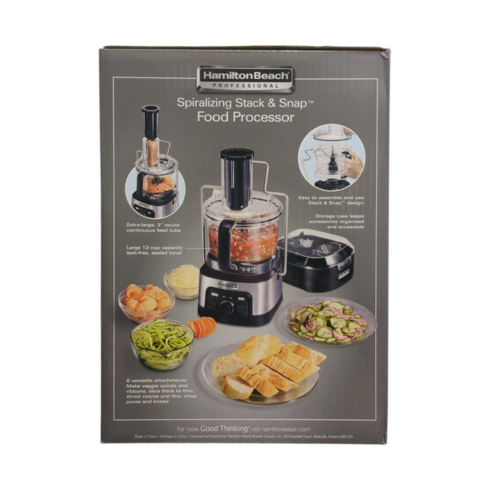 Hamilton Beach Professional Spiralizing Stack & Snap Food Processor, 12 Cup