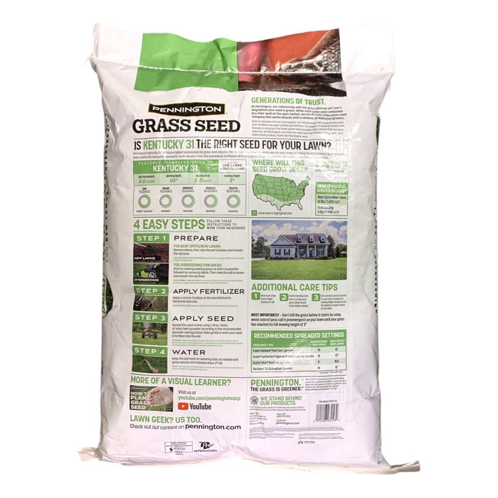 Pennington Kentucky 31 Tall Fescue Grass Seed for New Lawns/Overseeding, 44lbs
