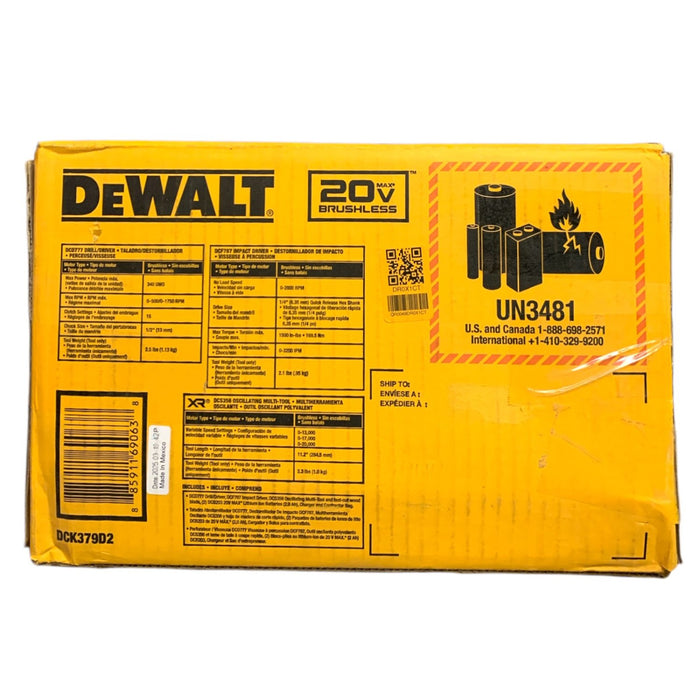 DEWALT 20V MAX Brushless Cordless 3-Tool Combo Kit with Batteries, Charger & Bag