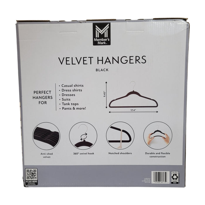 Member's Mark Heavy Duty Adult Velvet Hangers - 50 Pack