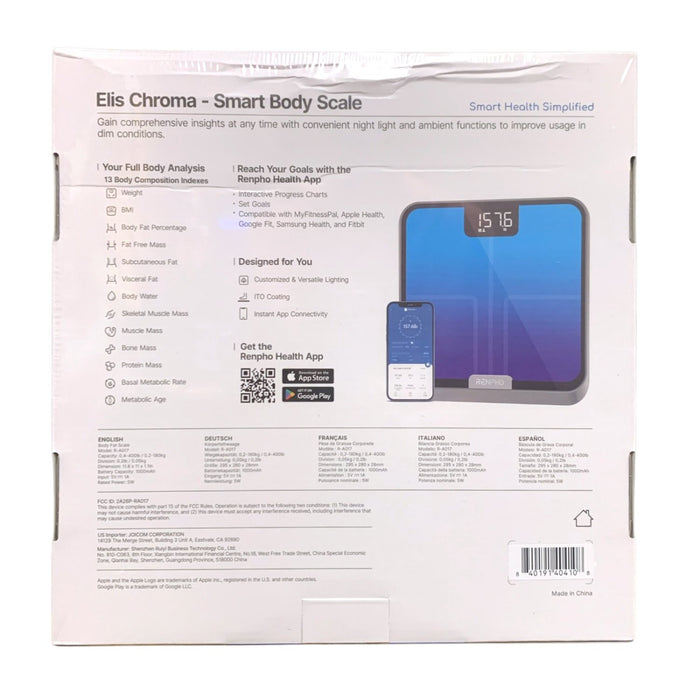 RENPHO Elis Chroma Smart Body Scale, Day and Night Body Analysis, Dynamic RGB